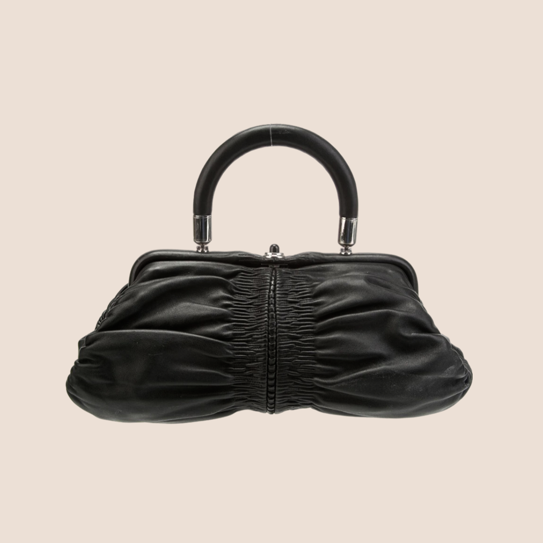 CHRISTIAN DIOR 2008 BLACK LEATHER KARENINA BAG