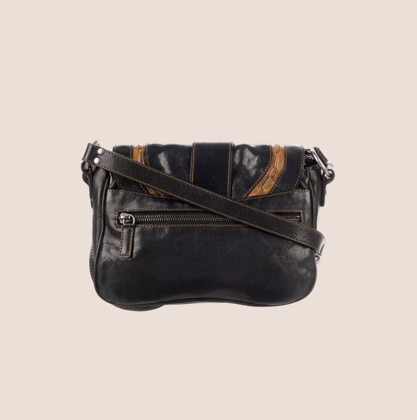 CHRISTIAN DIOR 2004 BLACK LEATHER MINI GAUCHO BAG