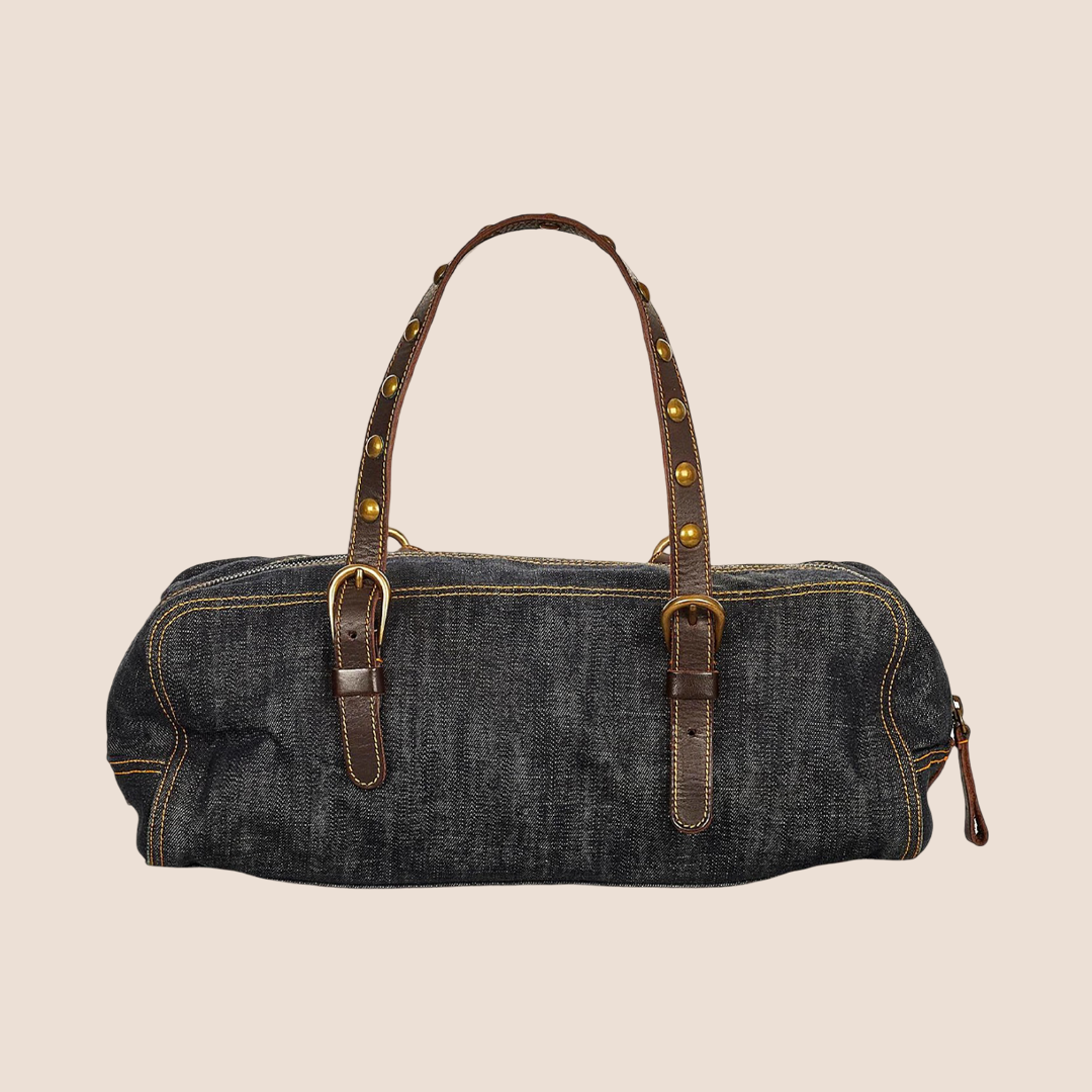 MIU MIU 2000 DENIM STUDDED HANDBAG