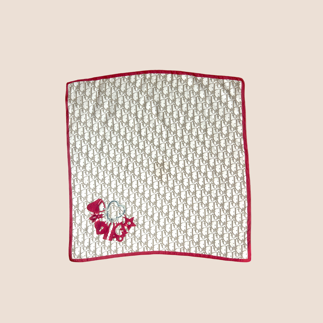 CHRISTIAN DIOR BEIGE OBLIQUE SILK SCARF