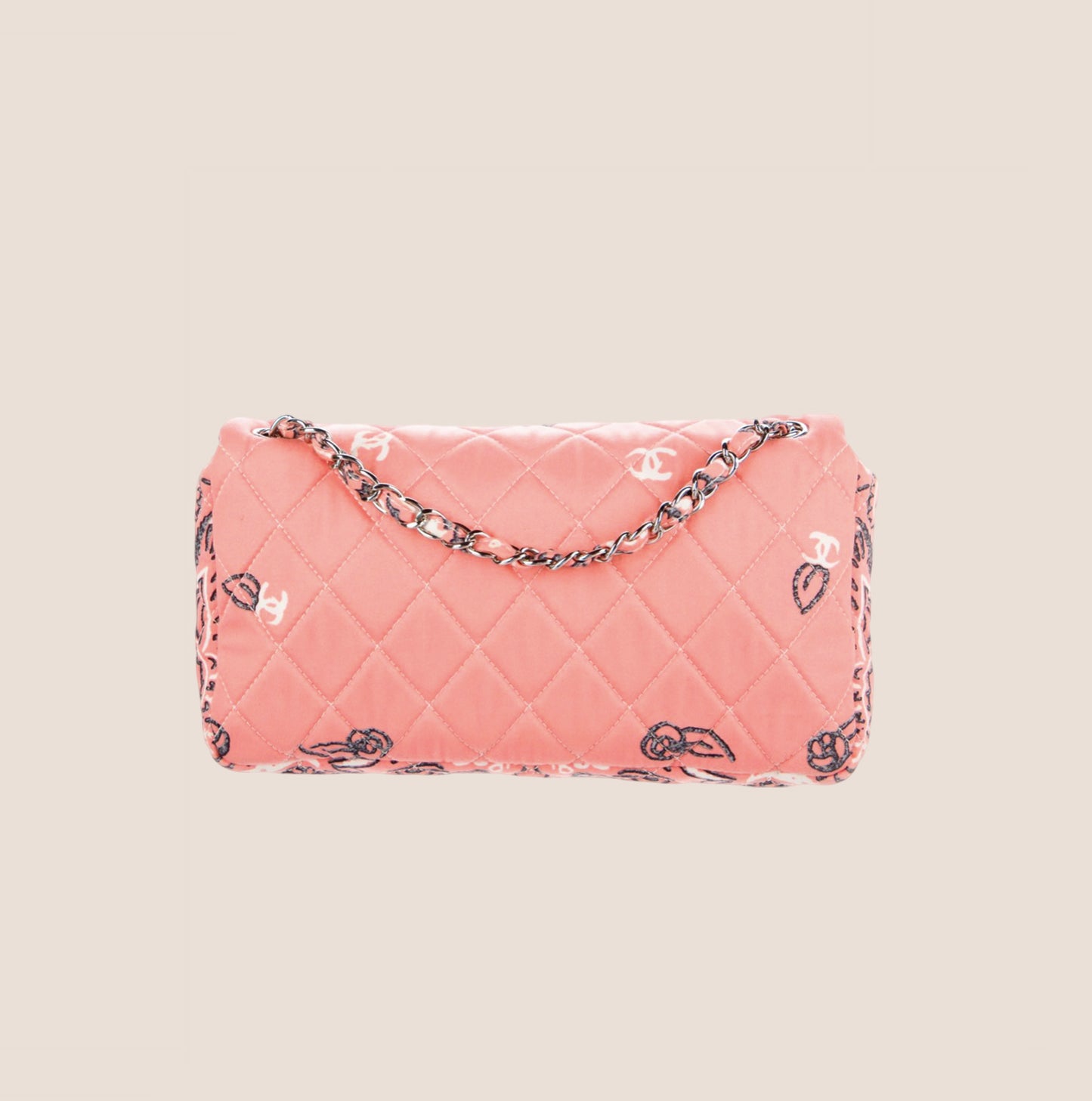 CHANEL 2008 PINK BANDANA CANVAS FLAP BAG