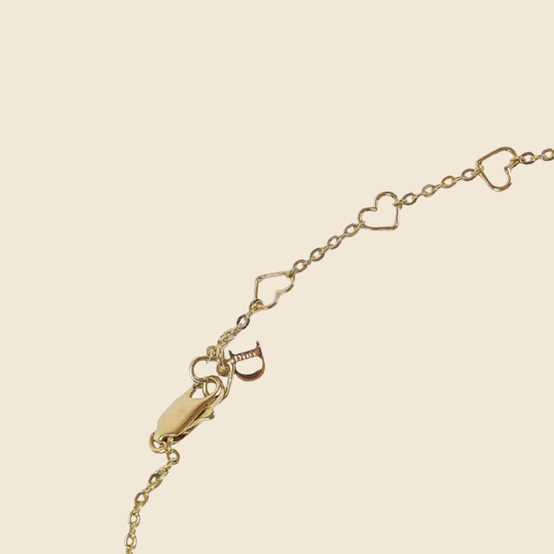 CHRISTIAN DIOR GOLD SCRIPT LOGO CHARM NECKLACE