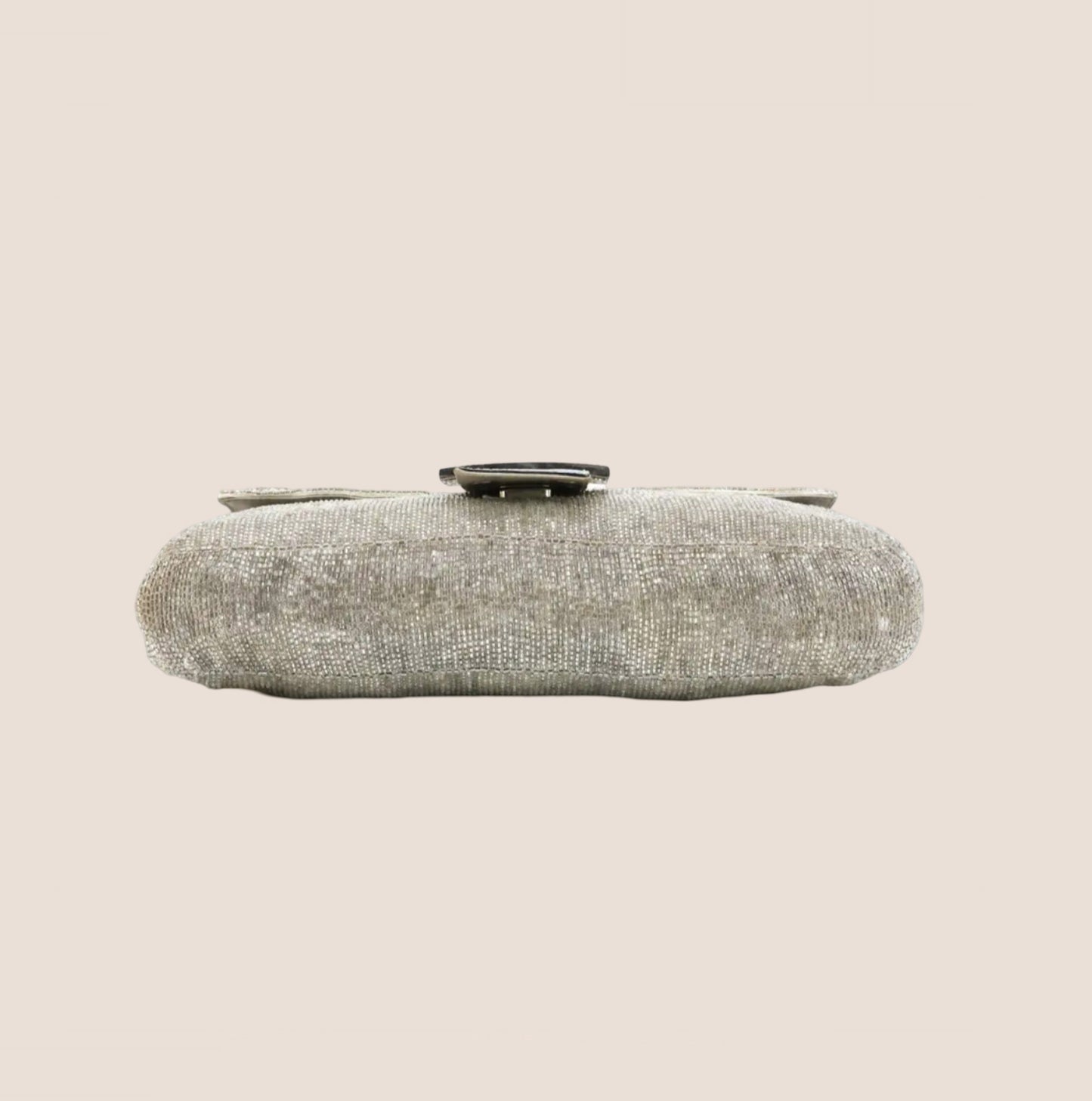 FENDI SILVER BEADED CRYSTAL BAGUETTE BAG