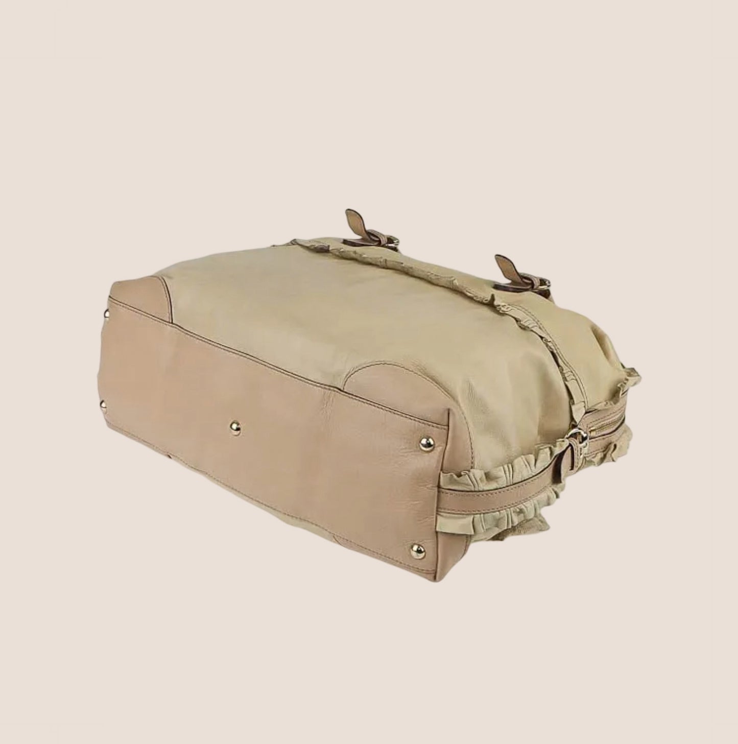 GUCCI NUDE LEATHER RUFFLE SABRINA BAG