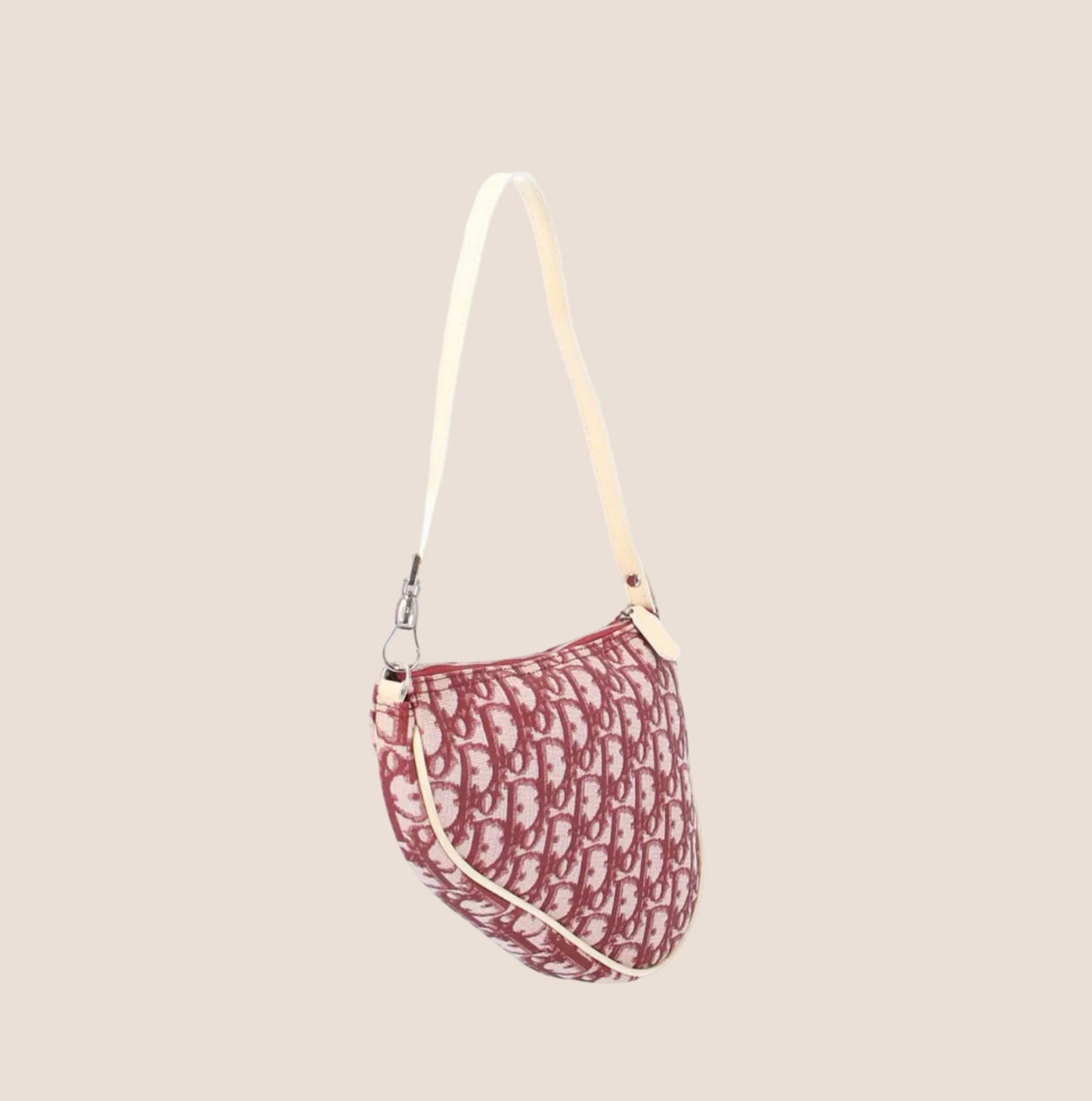 CHRISTIAN DIOR BURGUNDY CANVAS SADDLE BAG