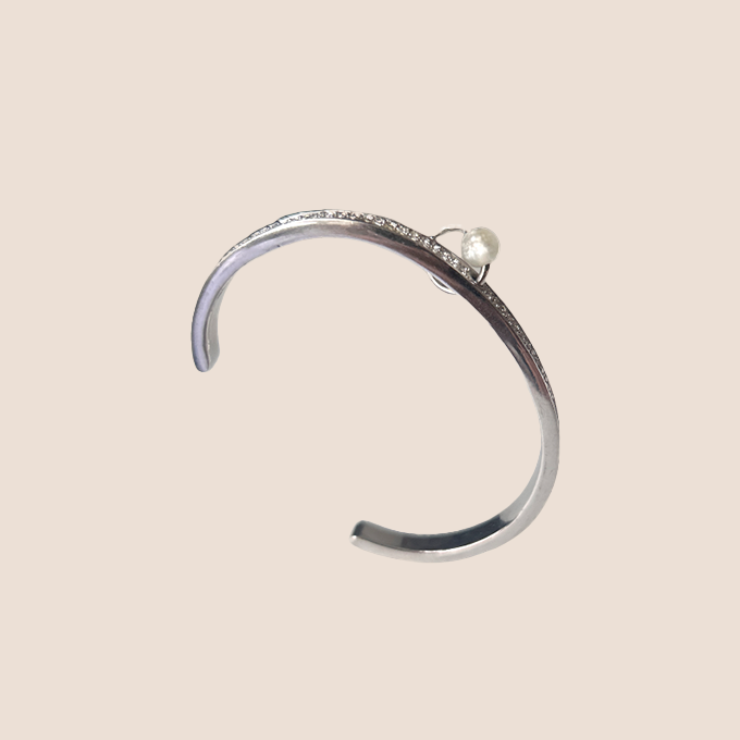 CHRISTIAN DIOR PIERCED RHINESTONE CUFF BRACELET