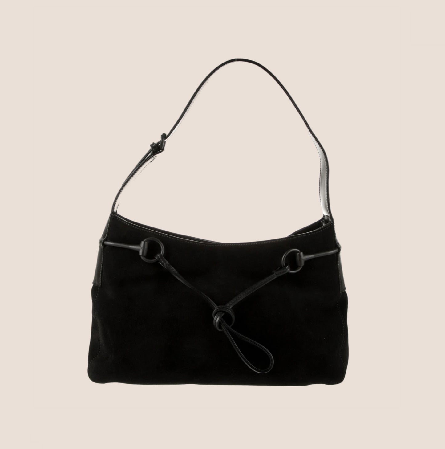 GUCCI BLACK SUEDE HORSEBIT DRAWSTRING HOBO BAG