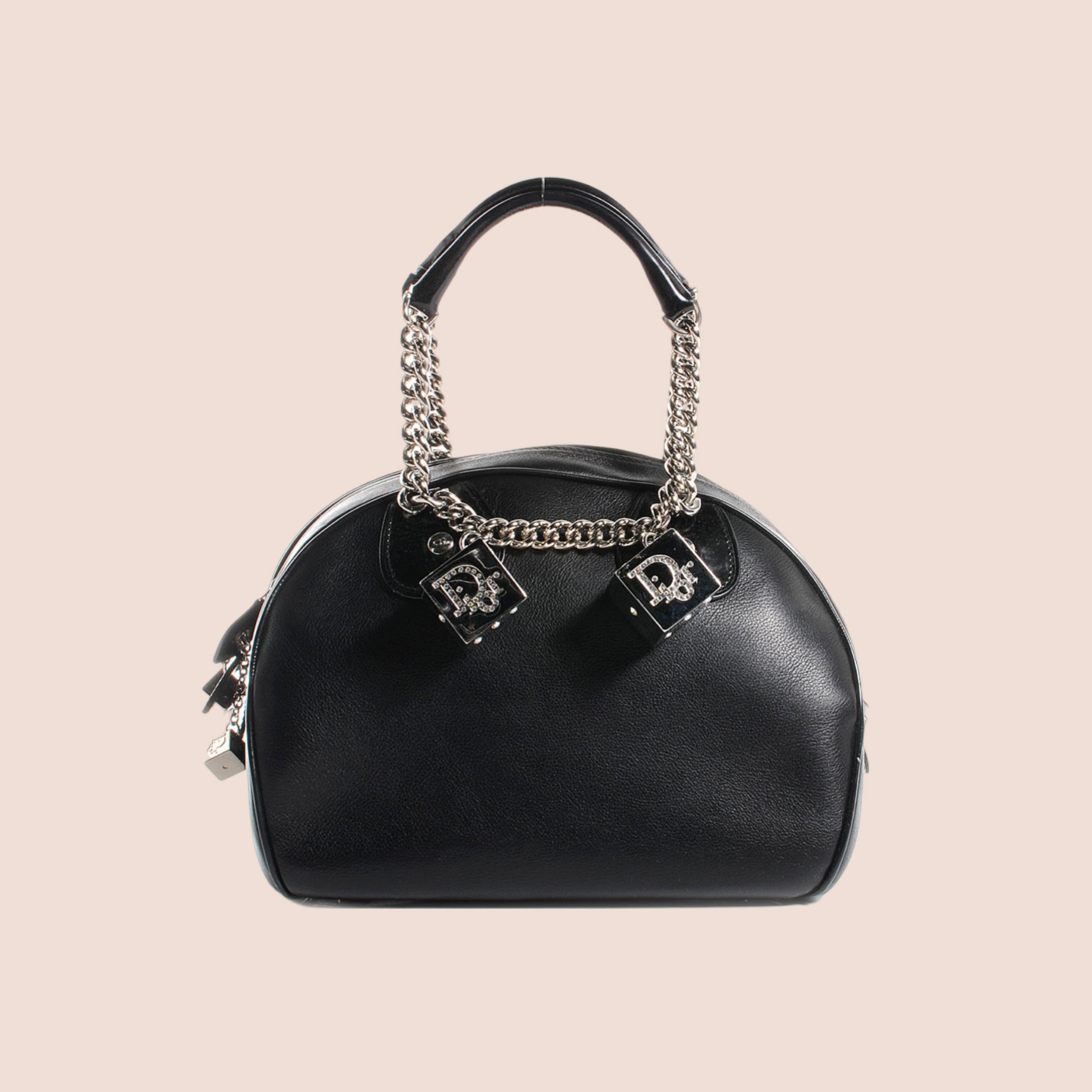 CHRISTIAN DIOR 2004 BLACK LEATHER GAMBLER DICE BOWLER BAG – RDB