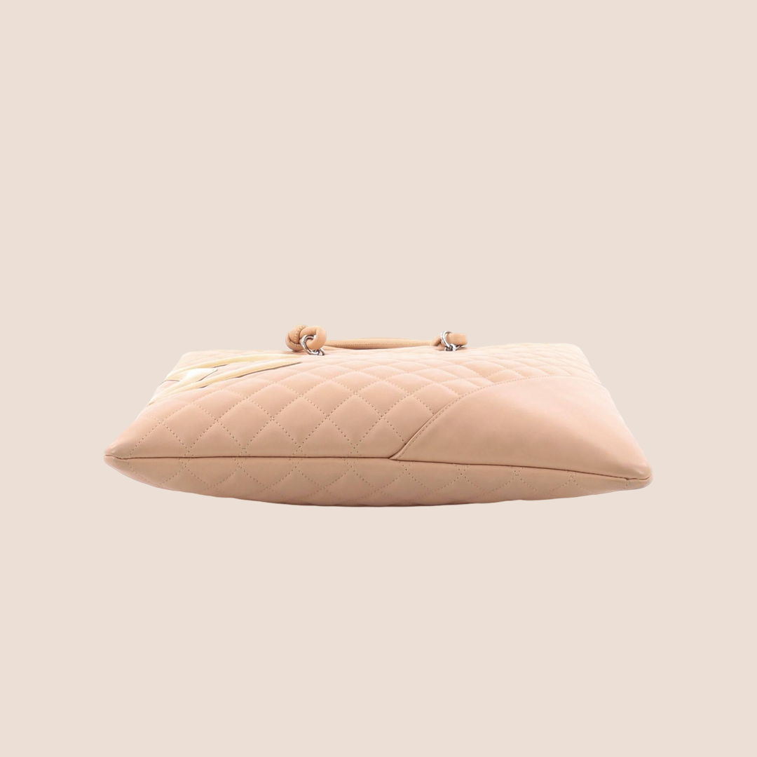 CHANEL 2005 BEIGE ELONGATED CAMBON TOTE BAG