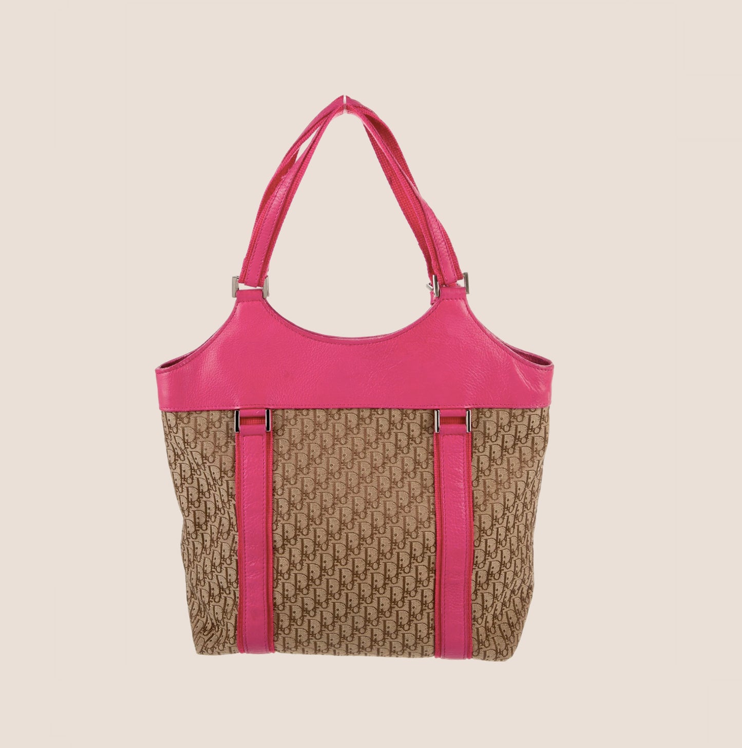 CHRISTIAN DIOR PINK & BROWN DIORISSIMO STREET CHIC TOTE BAG