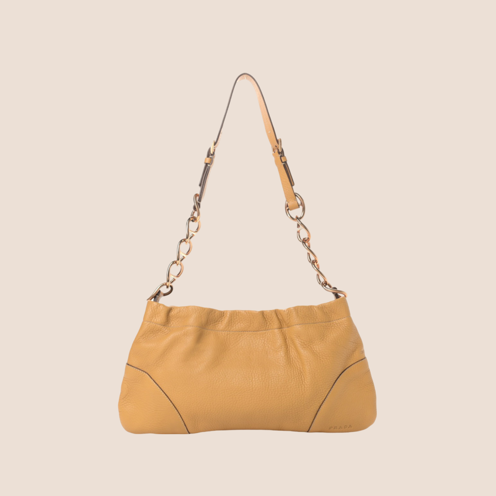 PRADA 2000s BEIGE LEATHER LOGO MINI SHOULDER BAG – RDB