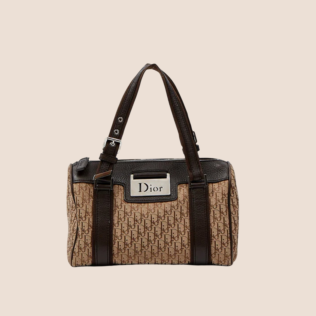 CHRISTIAN DIOR 2005 BROWN DIORISSIMO CANVAS STREET CHIC BOSTON BAG