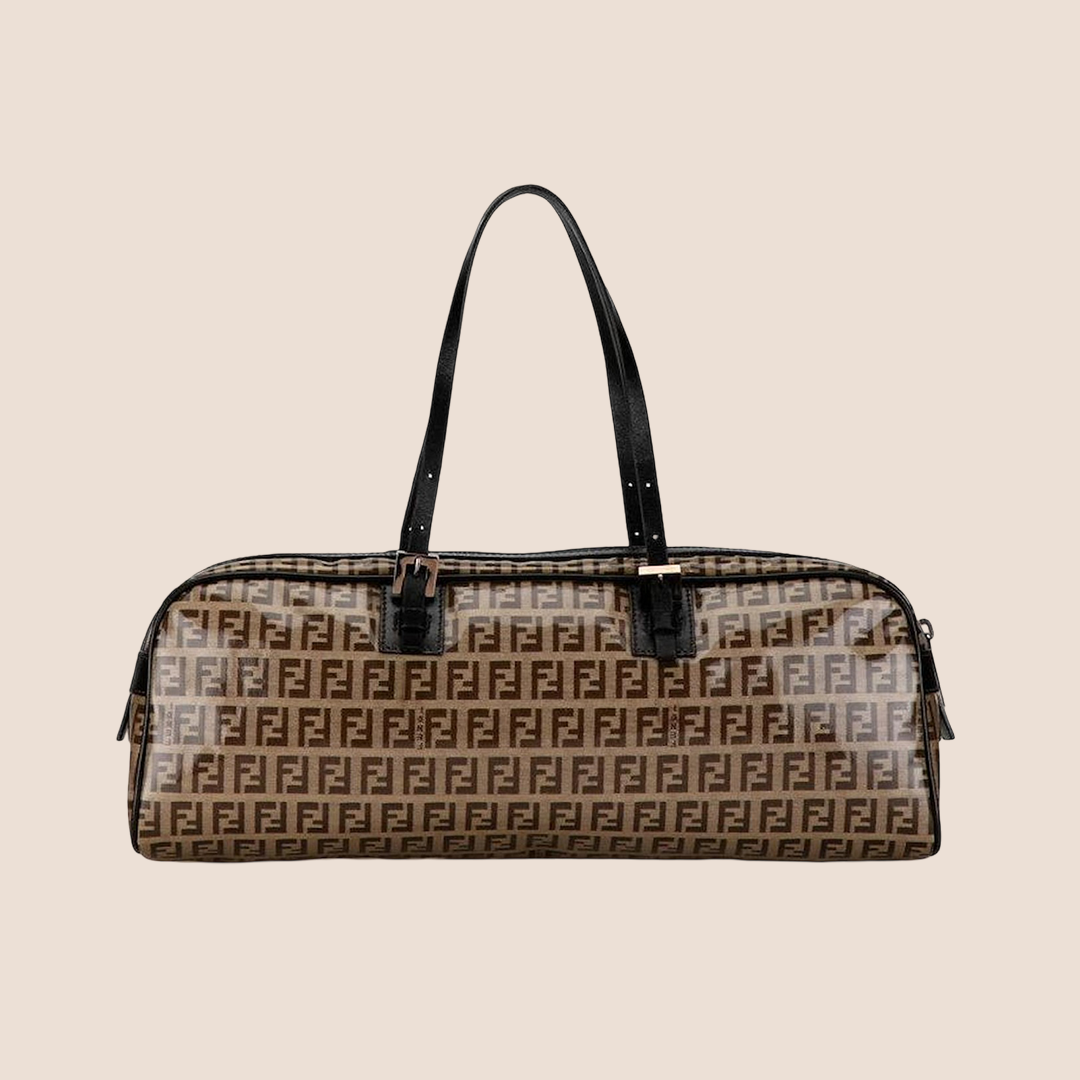 FENDI BROWN ZUCCHINO VINYL HANDBAG