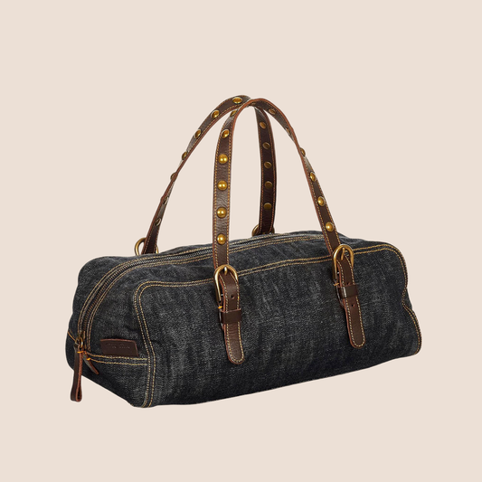 MIU MIU 2000 DENIM STUDDED HANDBAG