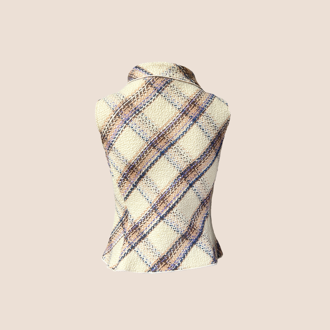 MIU MIU FALL 2000 CREAM TWEED SLEEVELESS TOP