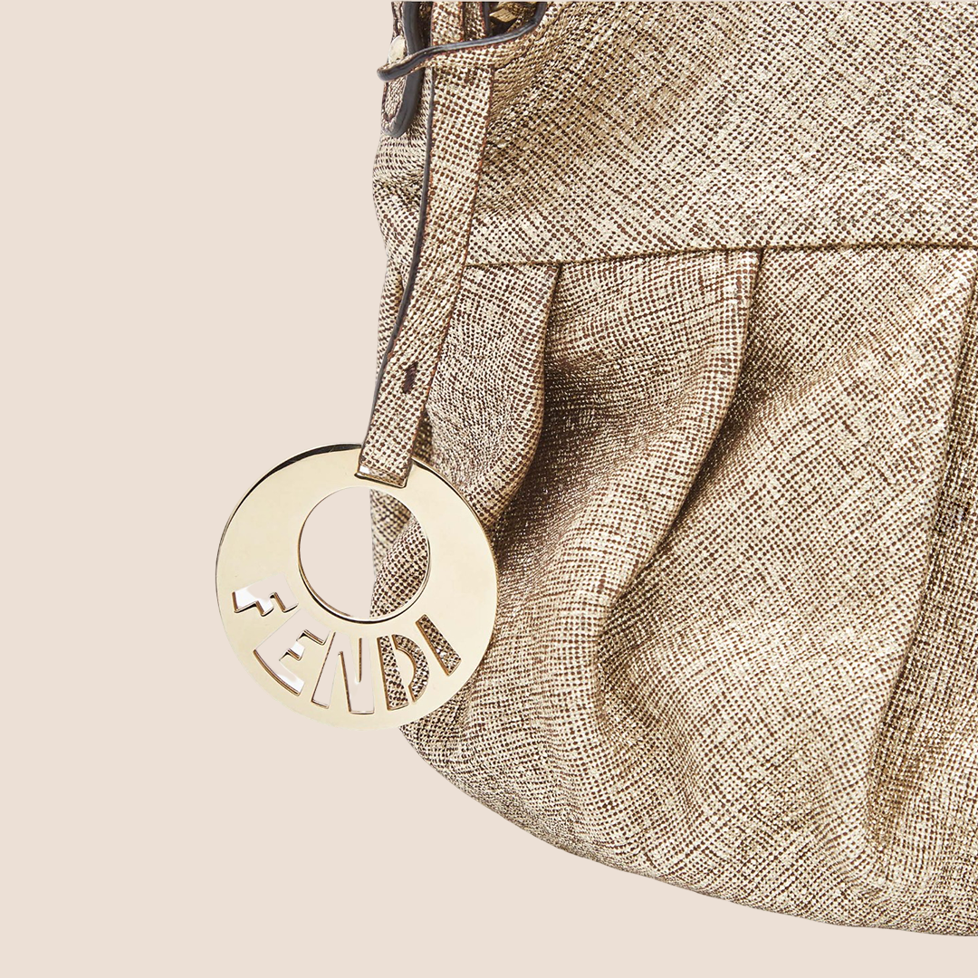 FENDI 2000 SPECKLED GOLD MINI CHEF HOBO BAG