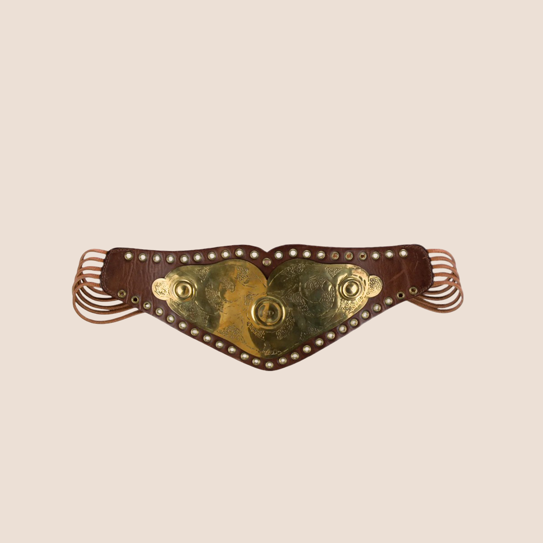 Dior Metallic Gold Leather Waist Belt with Buckle Detail Christian Dior 1980s Gold-Tone Metal Buckle Black Leather  main image 4