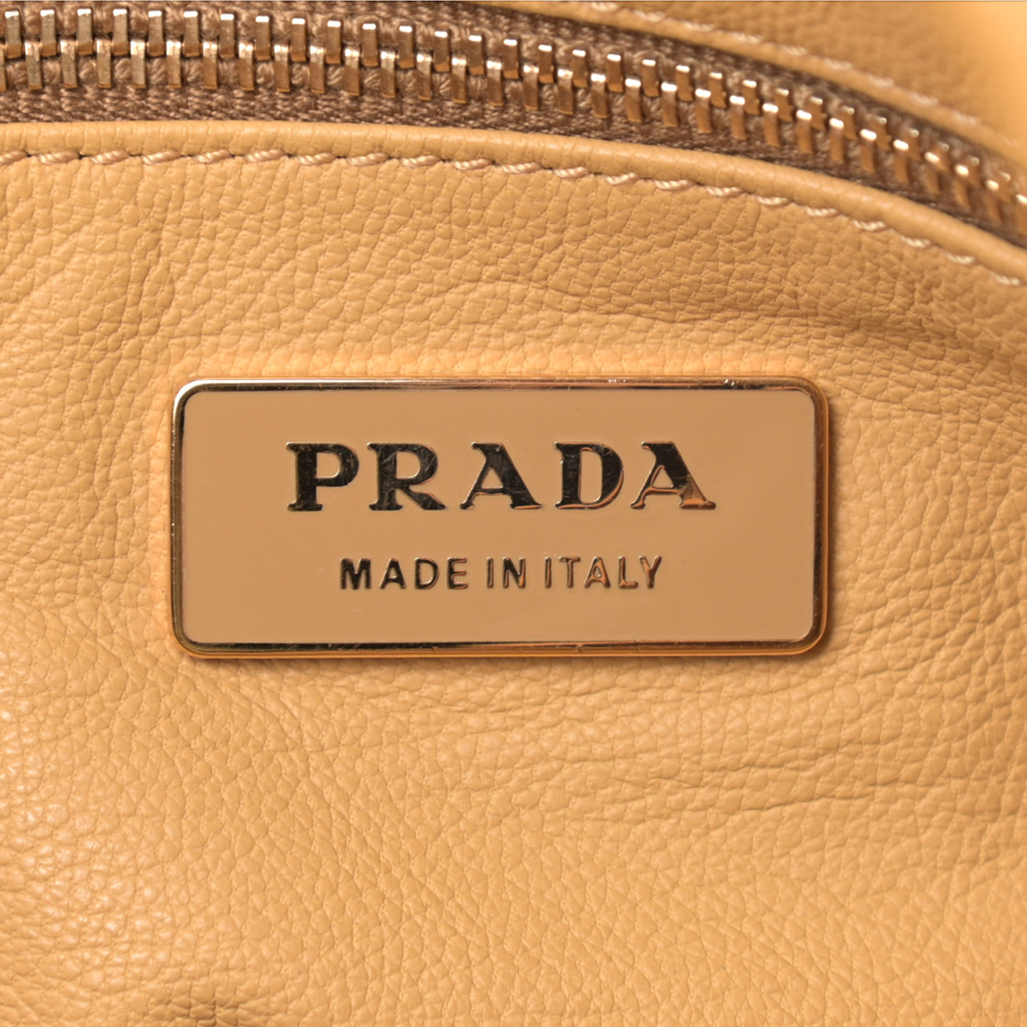 PRADA 2000s BEIGE LEATHER LOGO MINI SHOULDER BAG