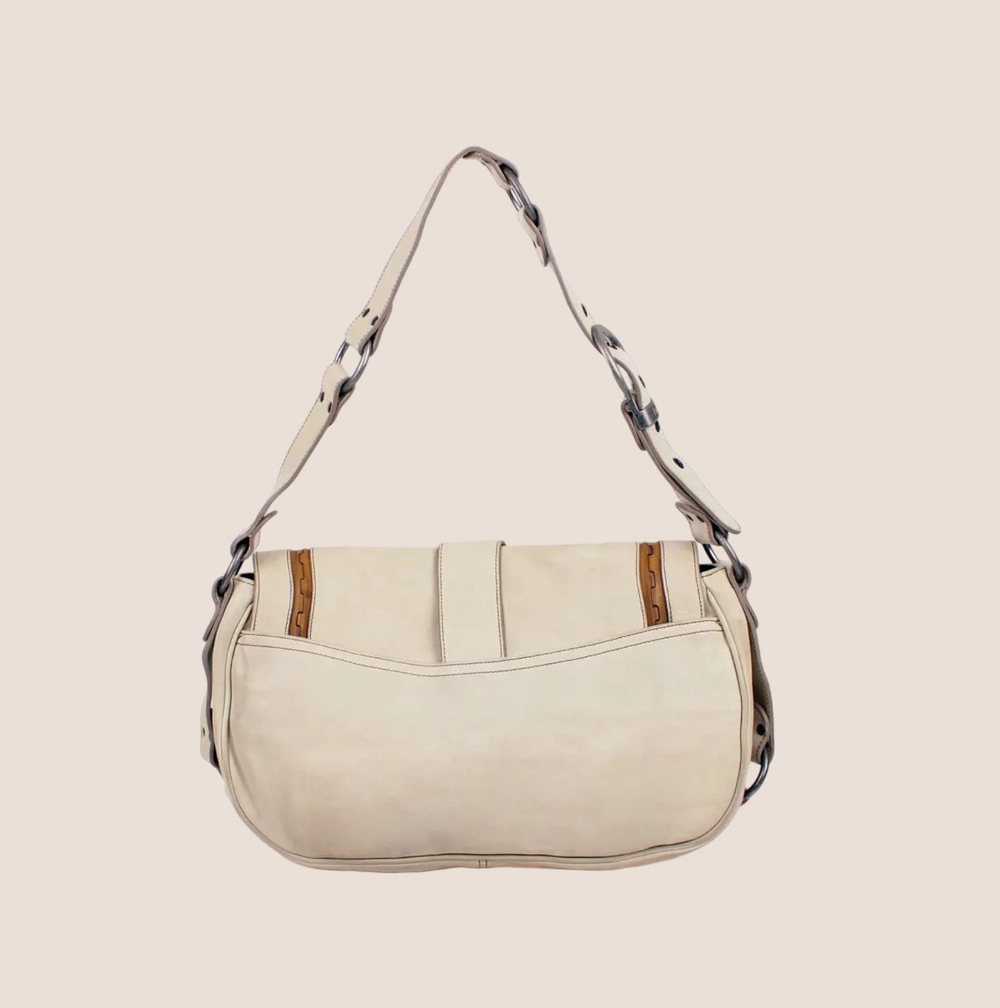CHRISTIAN DIOR 2006 WHITE LEATHER GAUCHO BAG