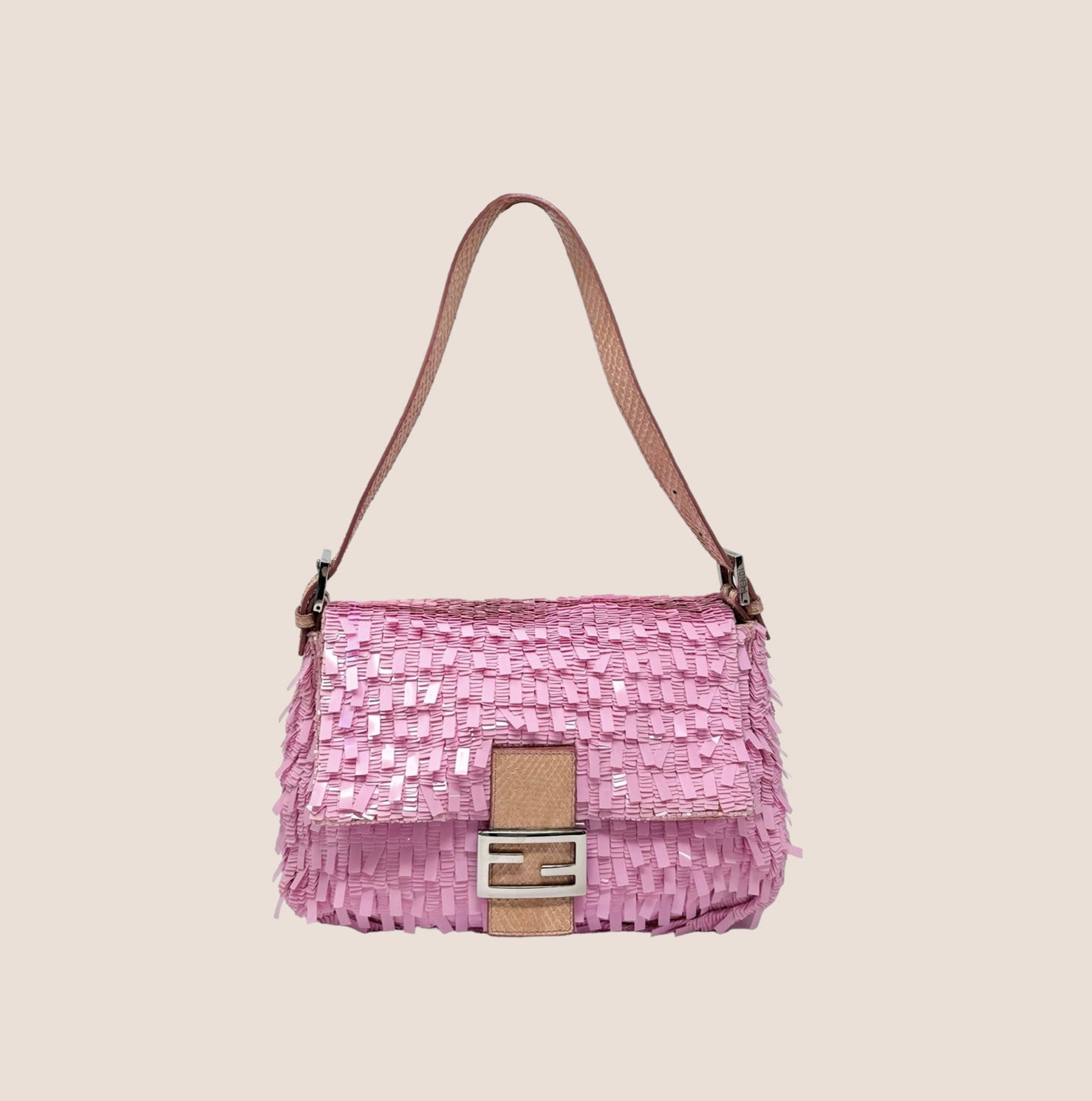 FENDI 2000s PINK SEQUIN MAMMA BAGUETTE BAG – RDB