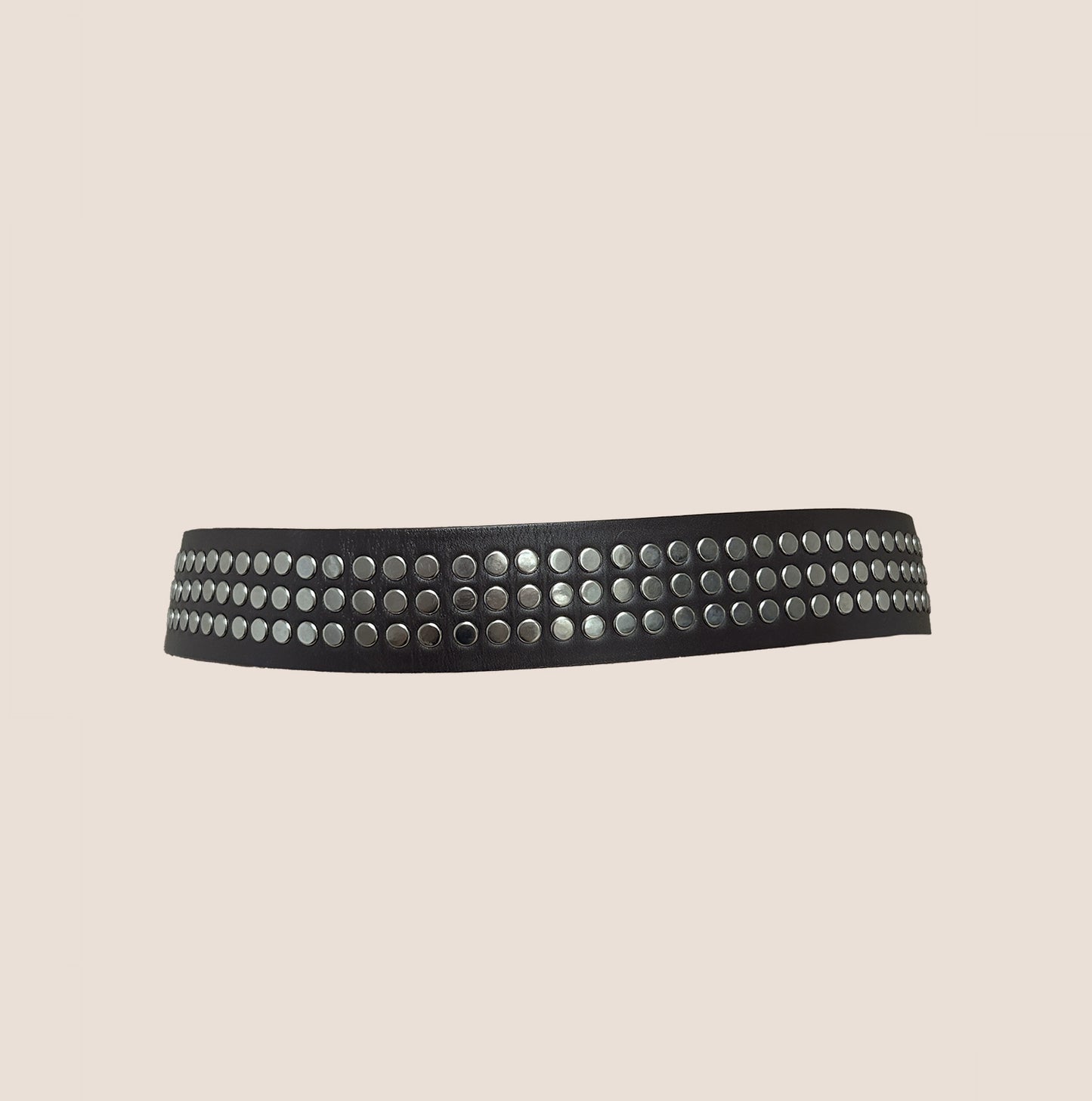 CHRISTIAN DIOR 2000 BROWN LEATHER STUDDED CD BUCKLE BELT