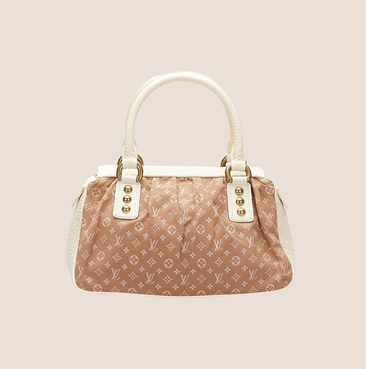 LOUIS VUITTON BEIGE MONOGRAM MINI LIN TRAPEZE PM BAG