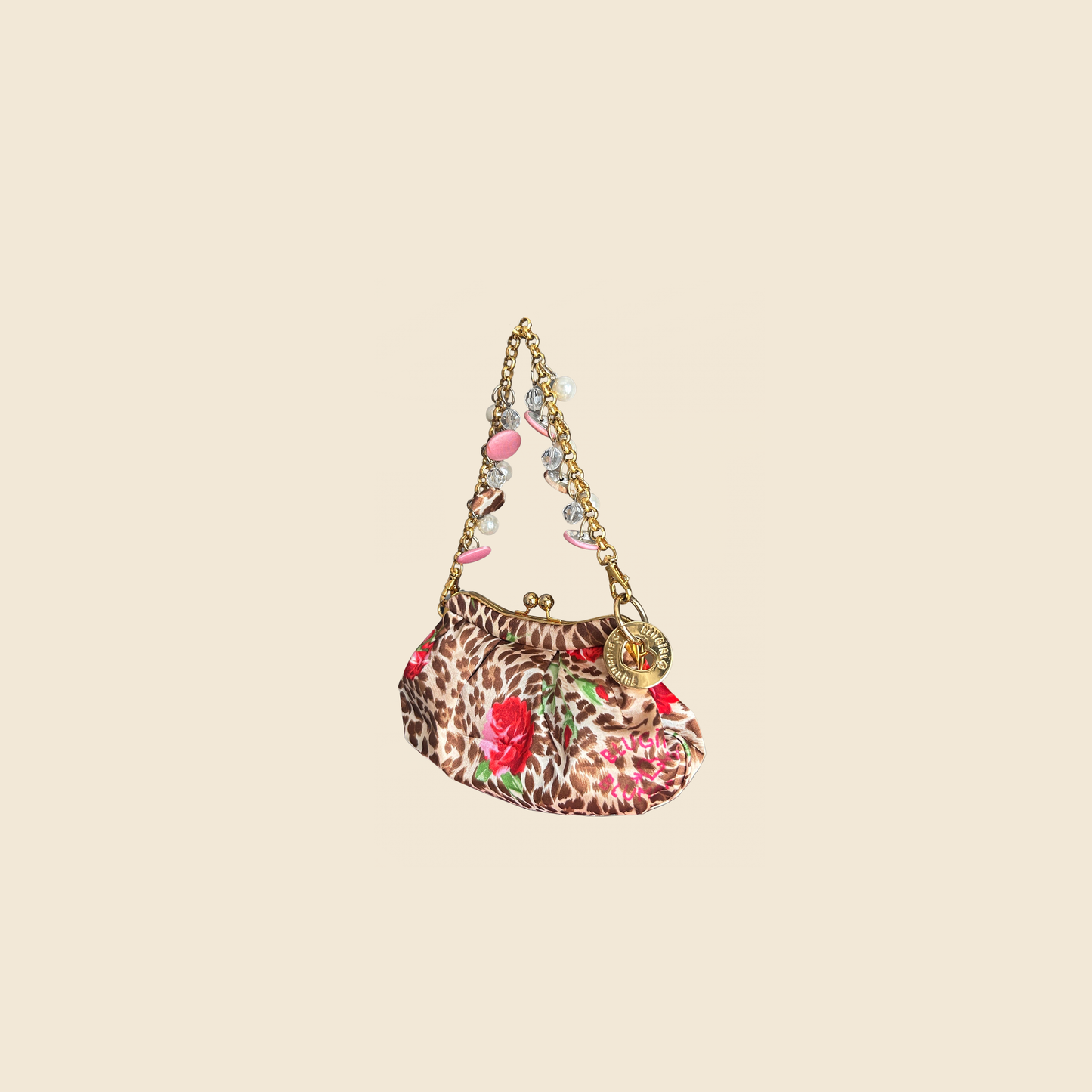 BLUMARINE 2000s JEWELS LEOPARD PRINT CLUTCH BAG