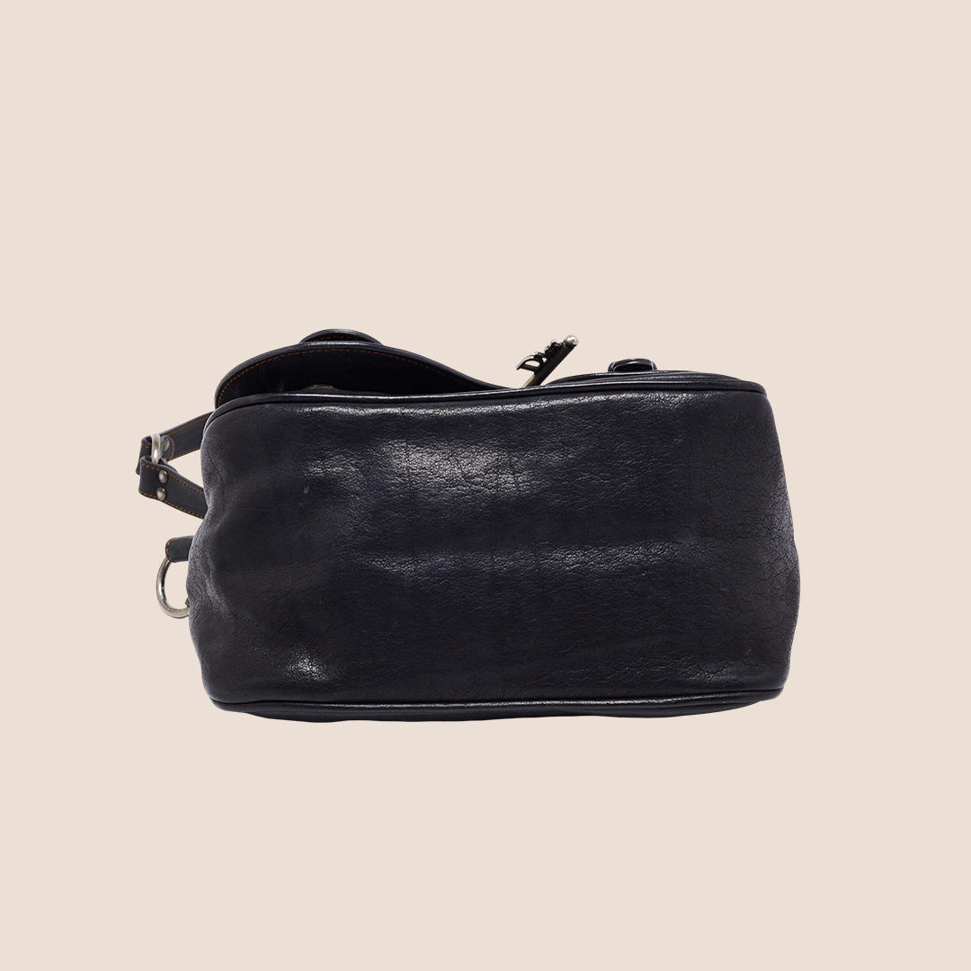 CHRISTIAN DIOR 2006 BLACK LEATHER MINI GAUCHO BAG