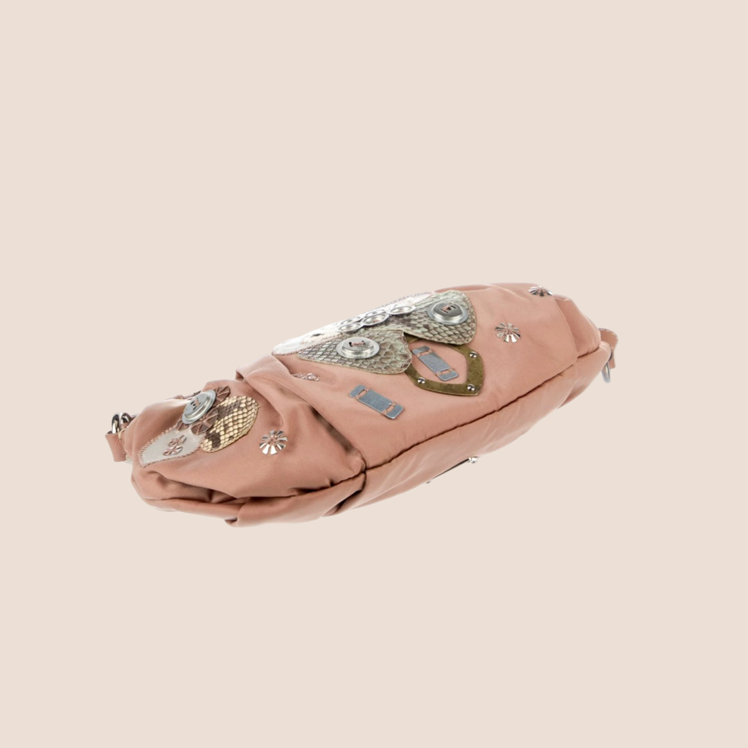 PRADA 2000 PYTHON BEIGE PATCHWORK TESSUTO BAG
