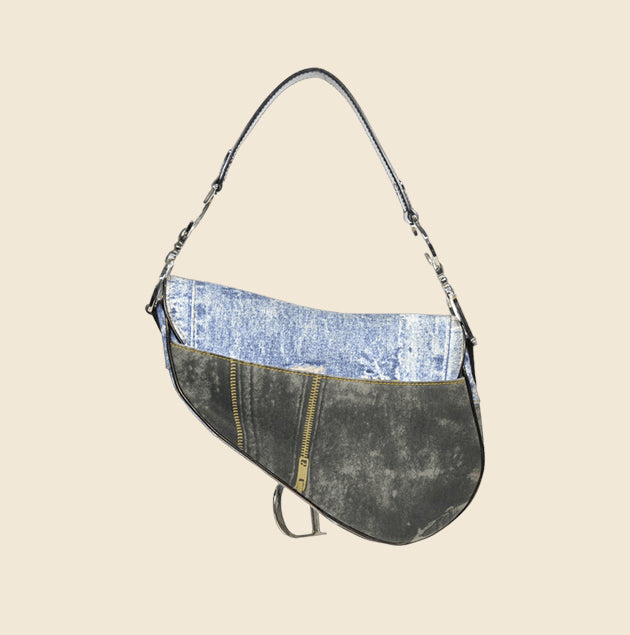 CHRISTIAN DIOR DIORELLA "I LOVE SEX" DENIM SADDLE BAG
