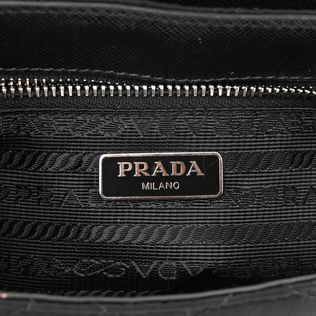 PRADA BLACK NYLON TESSUTO IMPUNTU QUILTED FLAP BAG