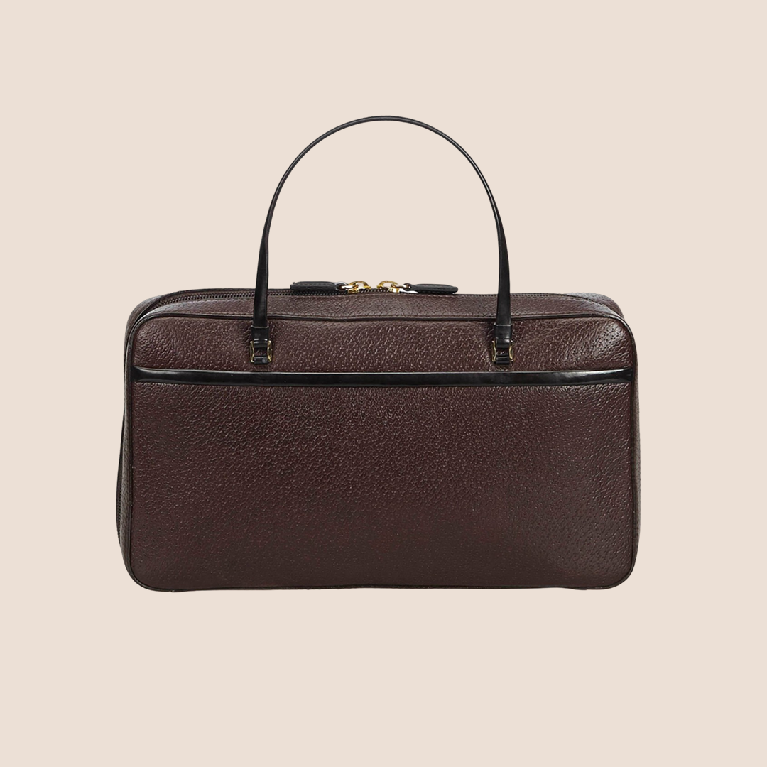 CHRISTIAN DIOR 2000 BROWN LEATHER CD HANDBAG
