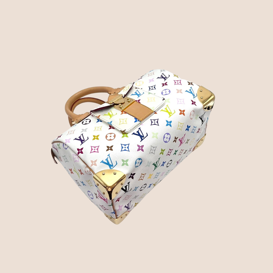 LOUIS VUITTON WHITE MULTICOLOR MONOGRAM SPEEDY 30 BAG