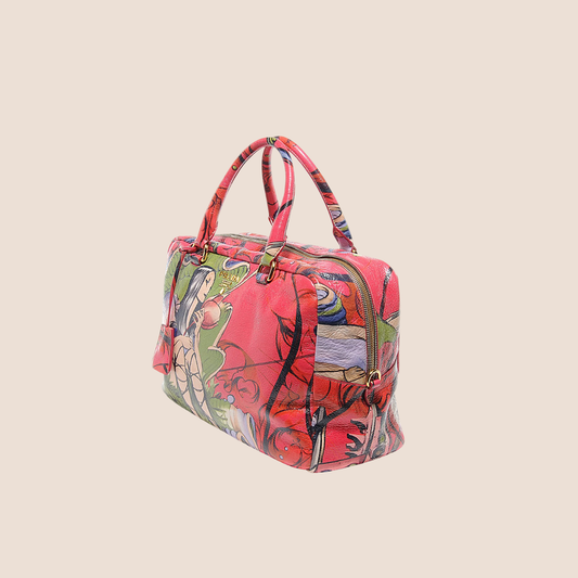 PRADA X JAMES JEAN PEONIA LUX FAIRY PRINT BOSTON BAG
