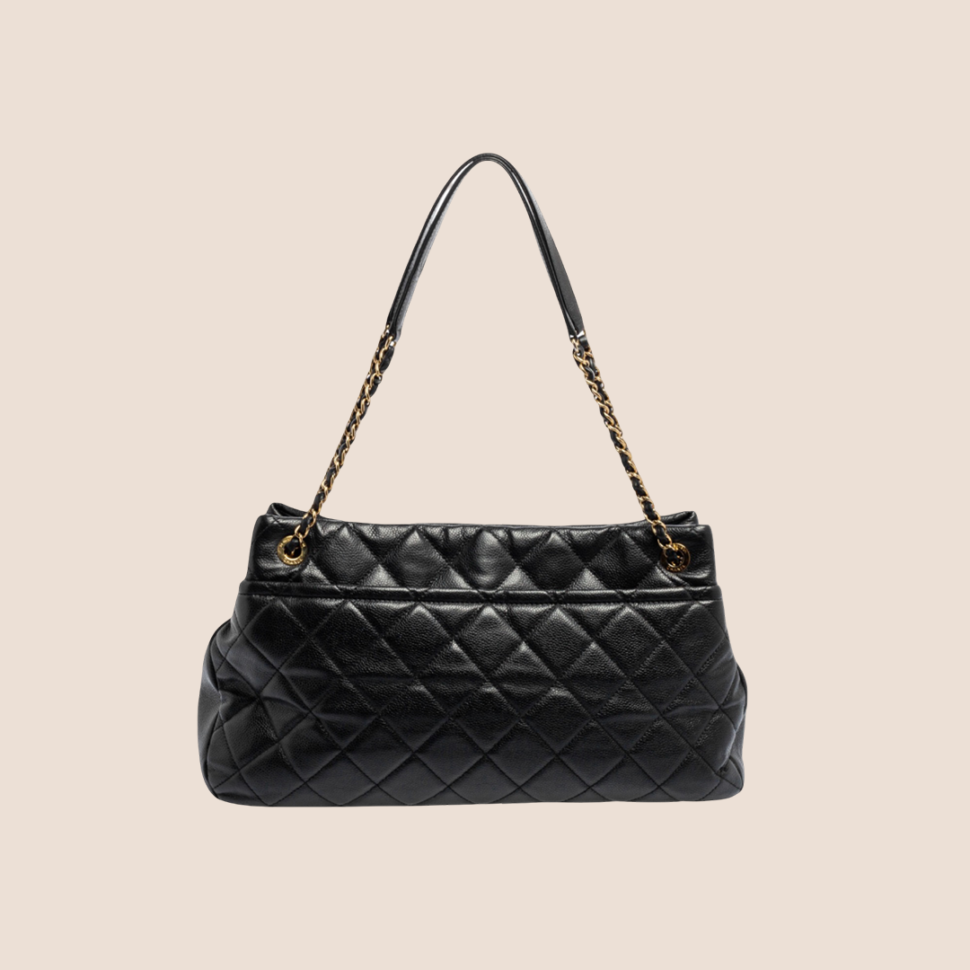 CHANEL BLACK CAVIAR LEATHER CC TIMELESS SOFT TOTE BAG