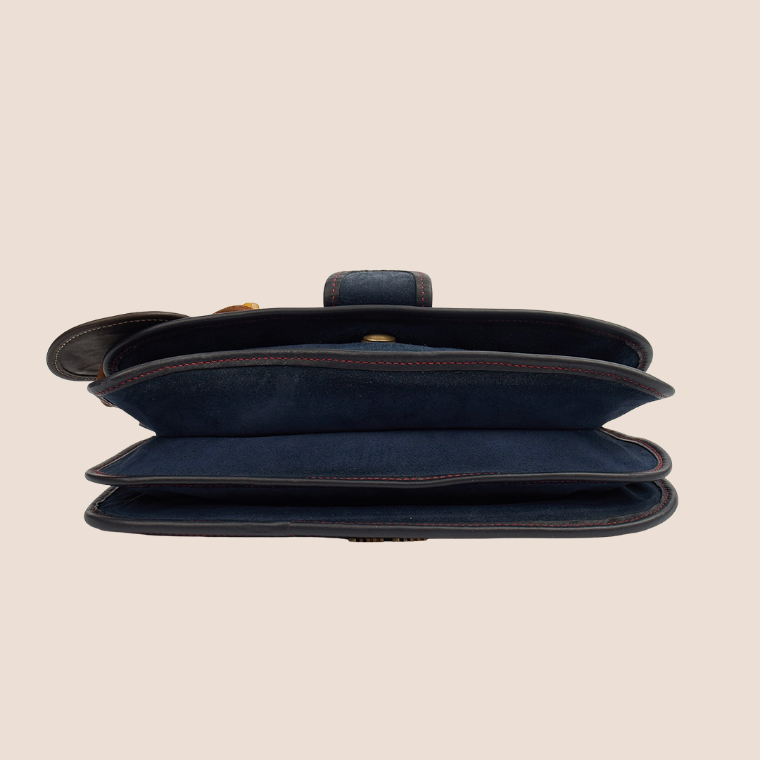 MIU MIU 2005 SPRING BLUE SUEDE PEAR SIXTY CROSSBODY BAG