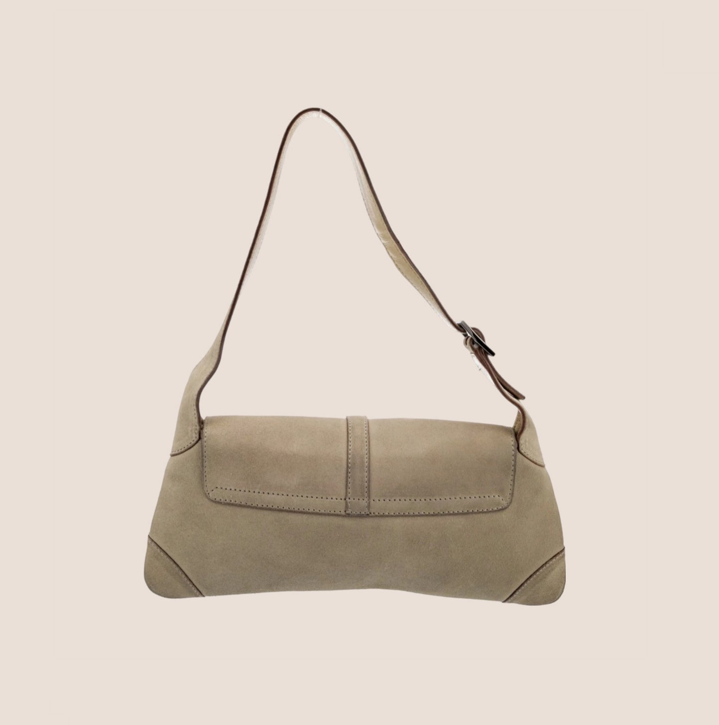 GUCCI BEIGE SUEDE JACKIE O BAGUETTE BAG