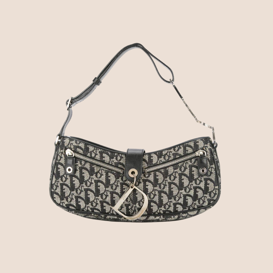 Christian Dior ヴィンテージ ハンドバッグ CHRISTIAN DIOR 2004 NAVY D RING SHOULDER BAG – RDB