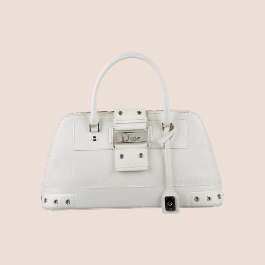 CHRISTIAN DIOR 2002 WHITE LEATHER STREET CHIC TOP HANDLE BAG – RDB