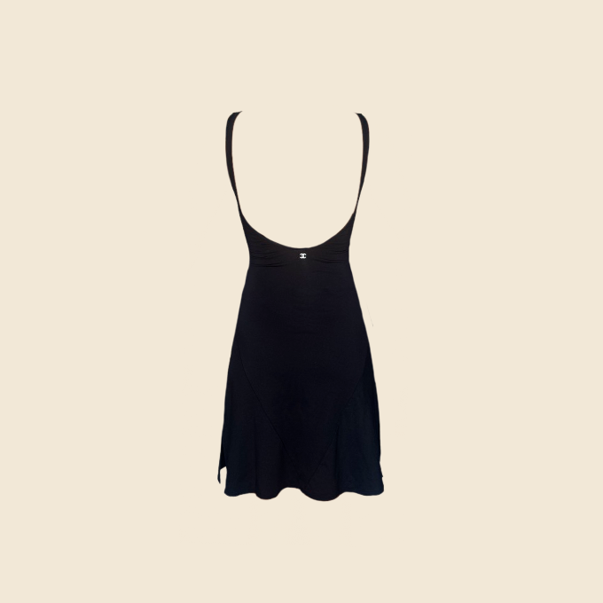 CHANEL CC LOGO BLACK DRESS