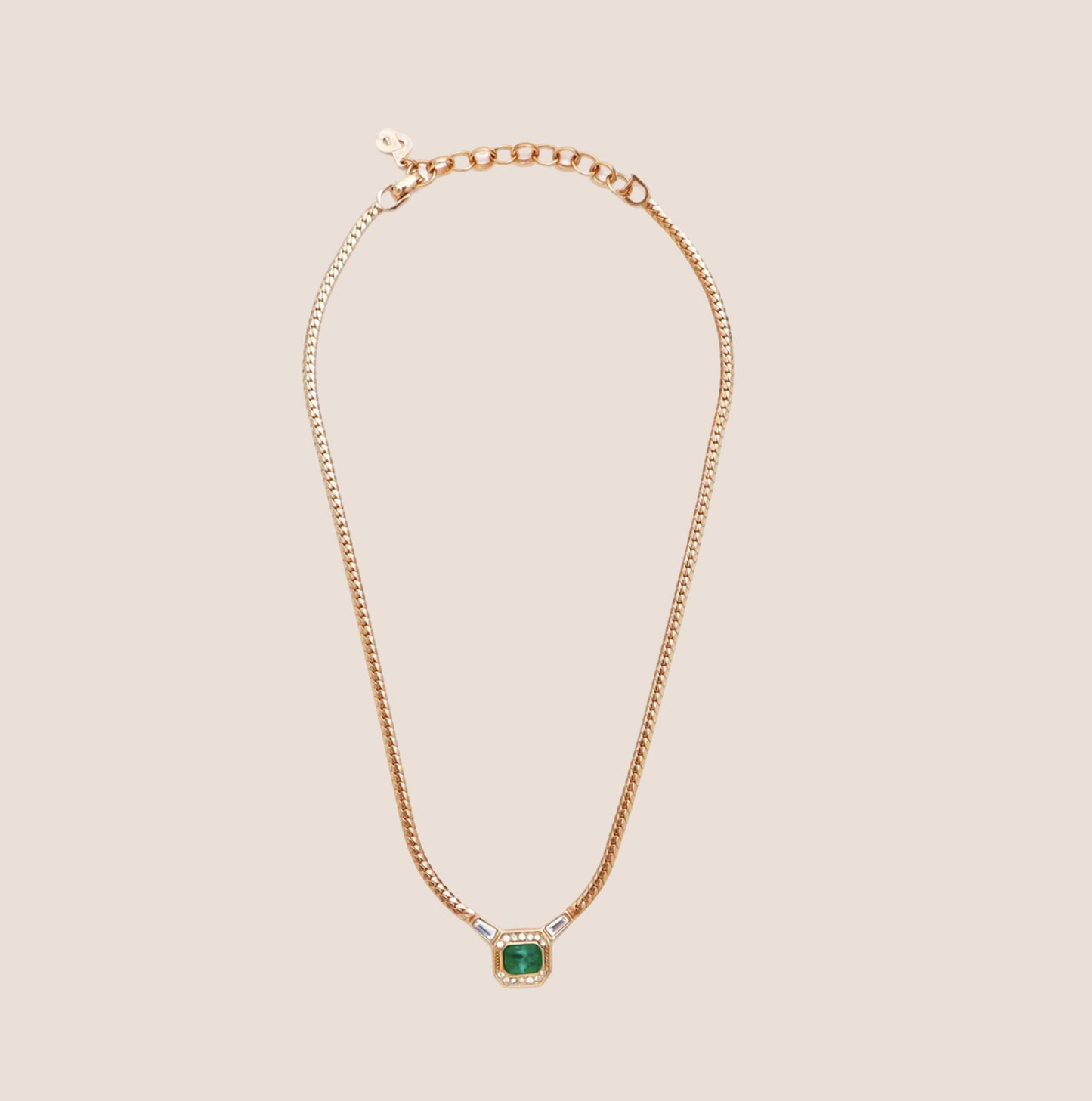CHRISTIAN DIOR RHINESTONE EMBELLISHED CHAIN NECKLACE