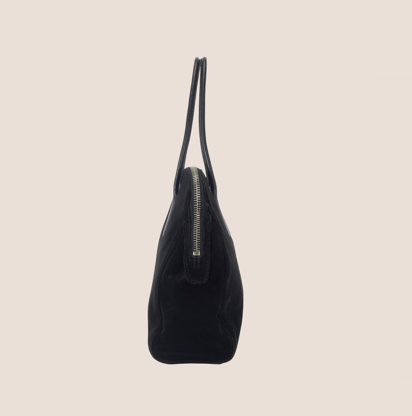 PRADA 2000s BLACK VELVET LOGO HANDBAG