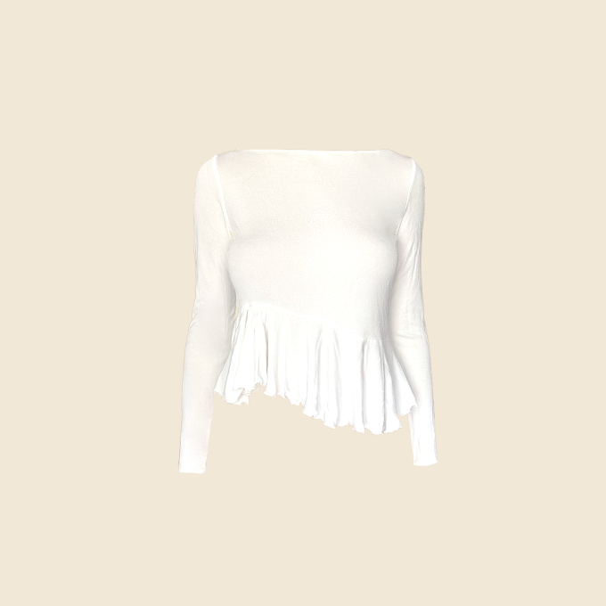 GIANNI VERSACE 90s WHITE RUFFLE TOP