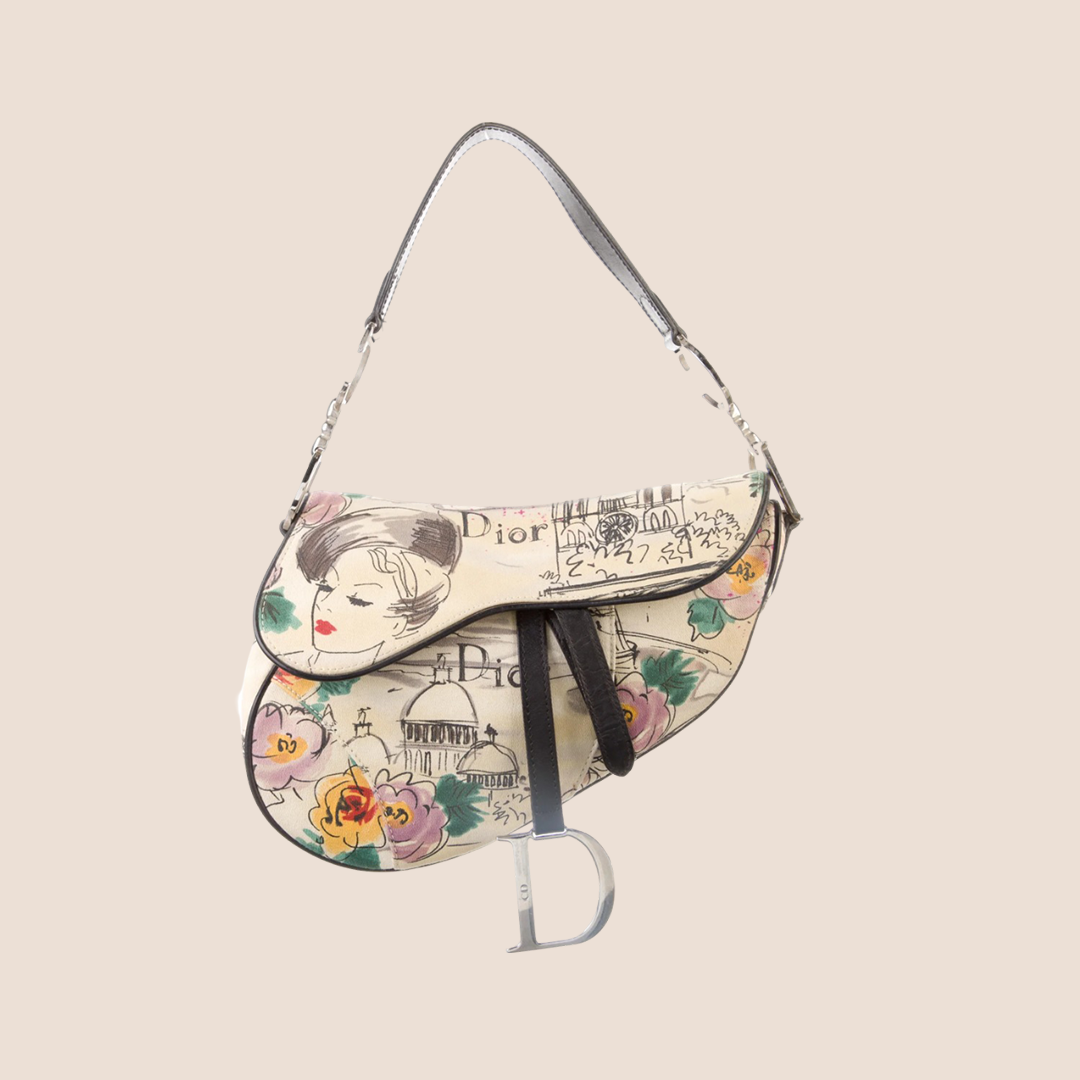 CHRISTIAN DIOR 2005 PARIS 50s PRINTED SADDLE BAG – RDB