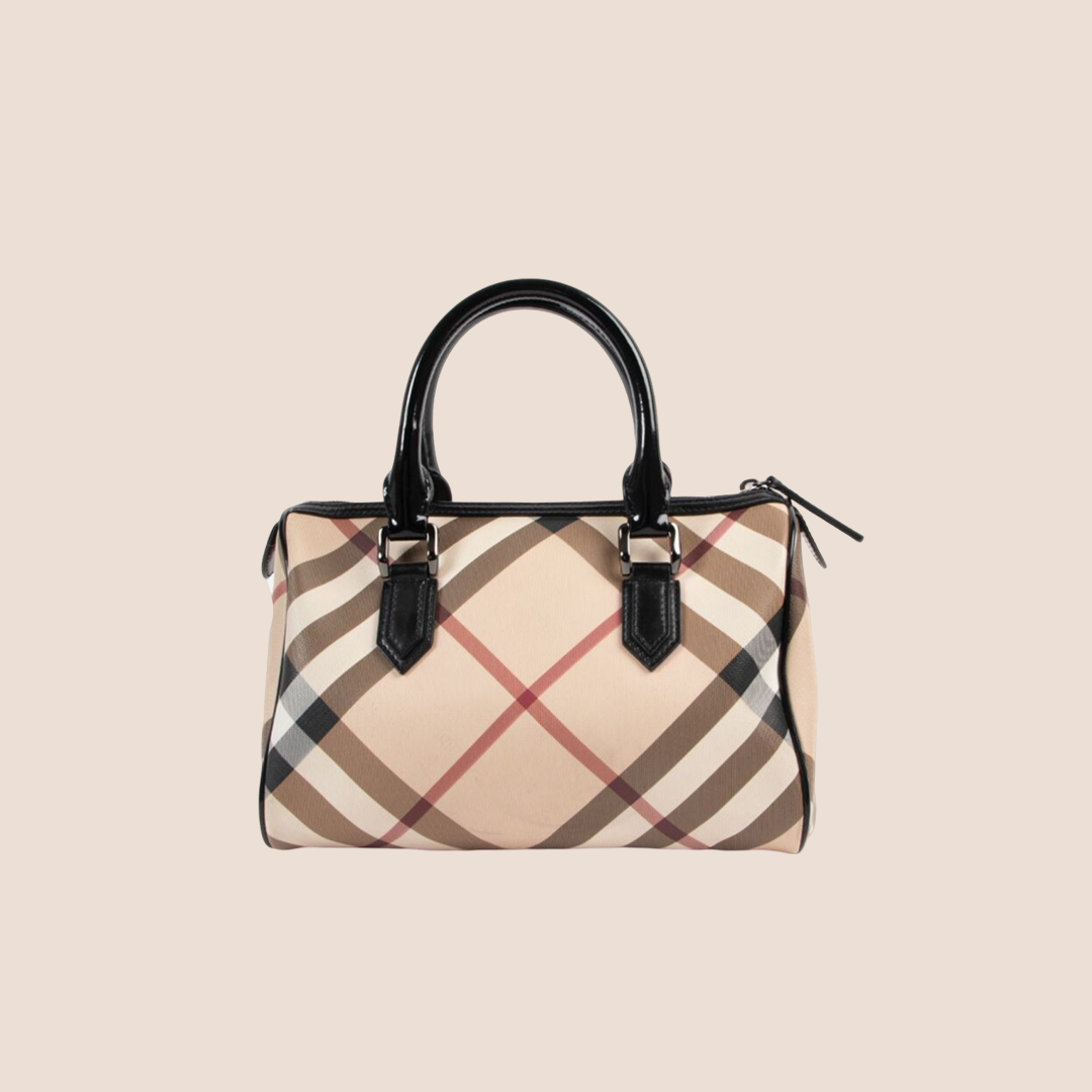 バッグ Burberrys Nova Check Boston Bag BURBERRY BEIGE & BLACK NOVA CHECK CHESTER BOSTON BAG – RDB