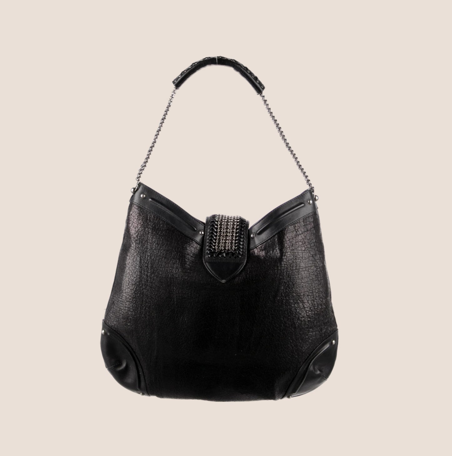CHRISTIAN DIOR 2007 BLACK LEATHER JEANNE HOBO BAG