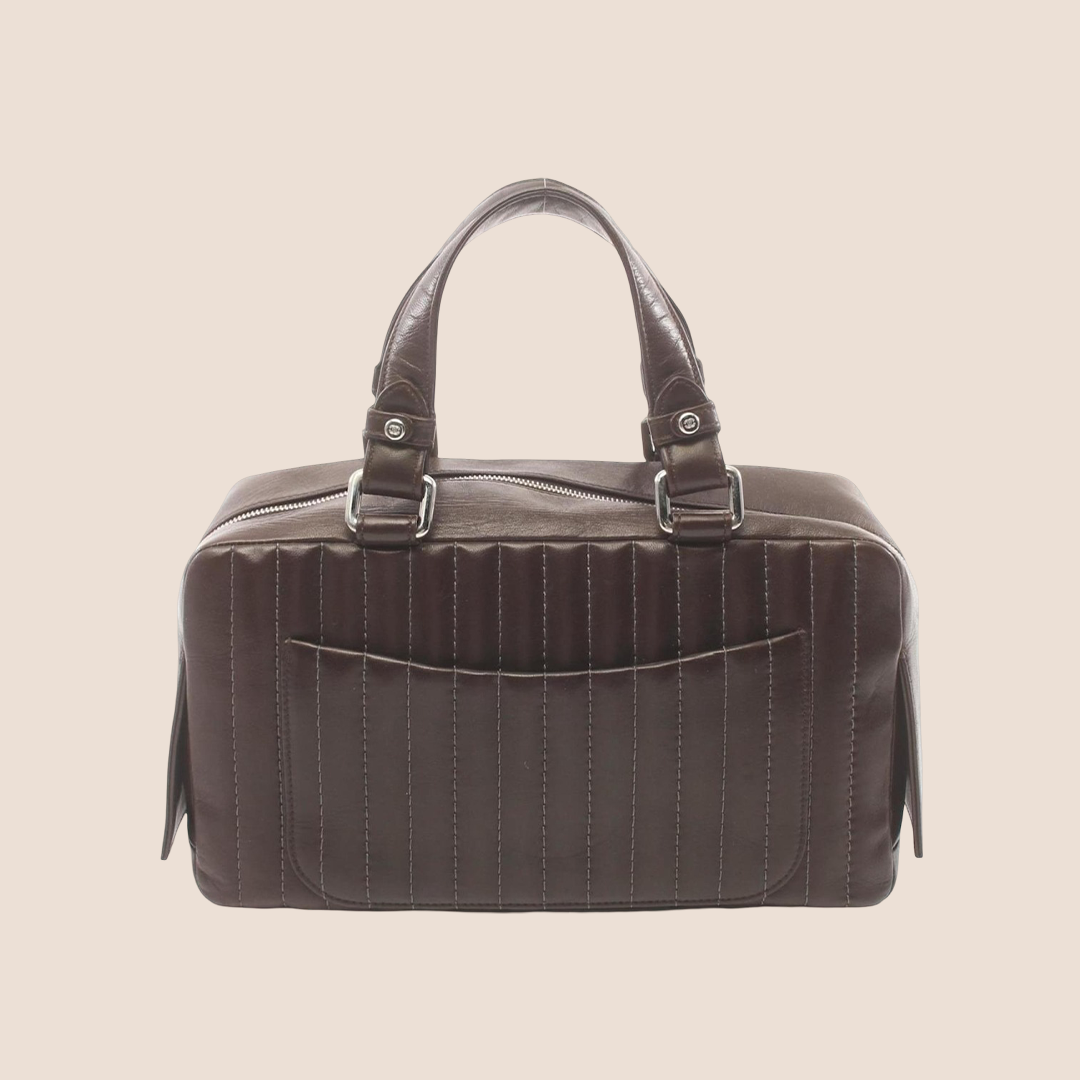 CHANEL BROWN LEATHER MADEMOISELLE BOSTON BAG