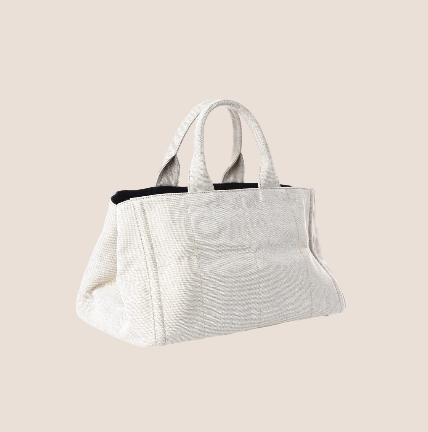 PRADA BEIGE CANAPA MISTOLINO TOTE BAG