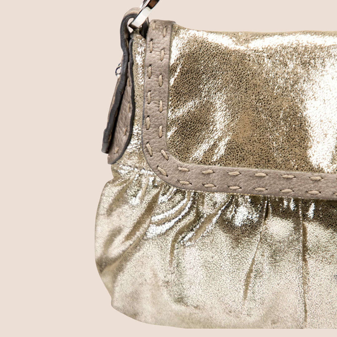 FENDI METALLIC SELLERIA GOLD GLITTER CHEF BAG