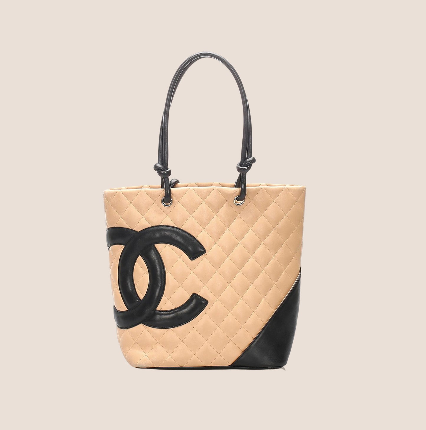 CHANEL 2004 BEIGE CC LOGO CAMBON MINI TOTE BAG